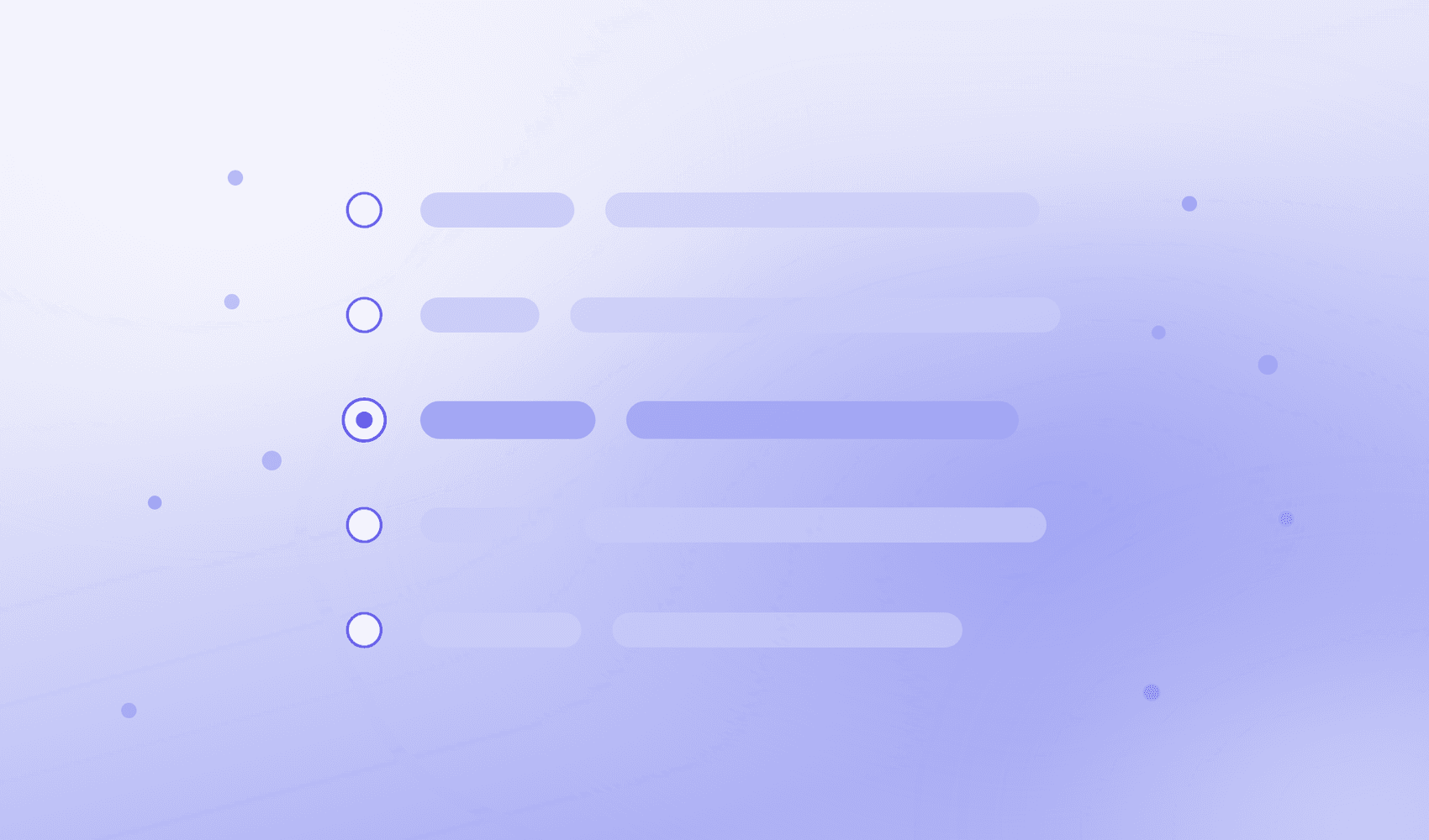 Five rows of terms and definitions, with the middle entry highlighted, on a pale indigo background.